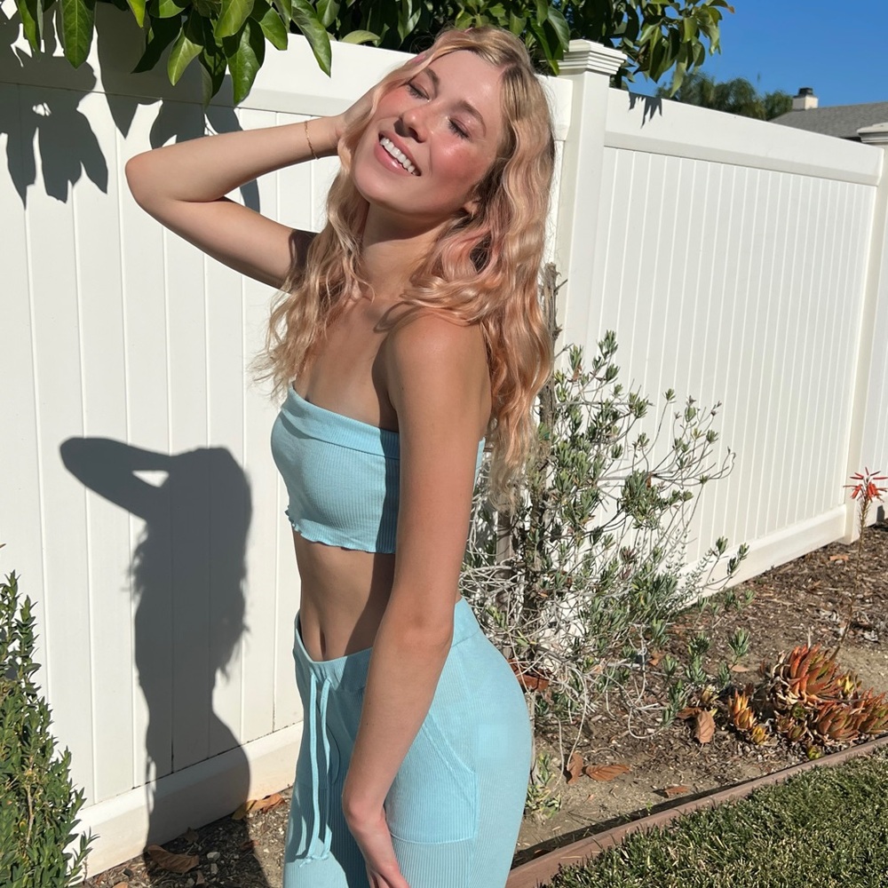 Light Blue Tube Top and Pants Set